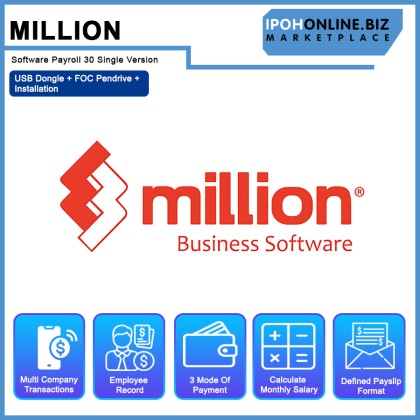 Million Software Payroll 30 Single Version USB Dongle - FOC Pendrive + Installation